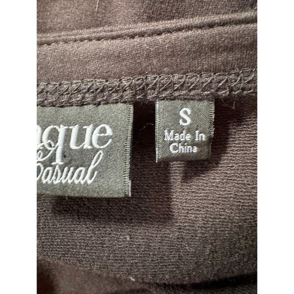 Onque Casual Vintage Skating Santa Cardigan Small Black Cotton Missing Button - Picture 4 of 16